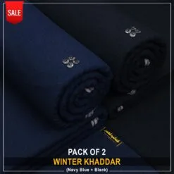 Pack Of 2 (Navy Blue + Black) Cotton Khaddi