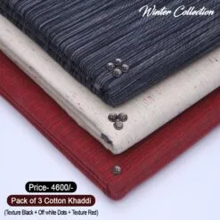 PACK OF 3 (Texture Black+Off White Dots+Texture Red) KK-110