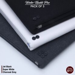 Pack Of 3 (Jet Black+Super White+Charcoal Gray) KK-817