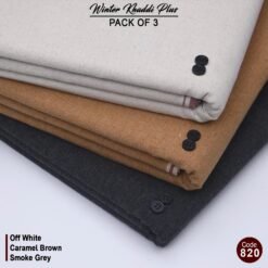 Pack Of 3 (Off White+Caramel Brown+Charcoal Gray) KK-820